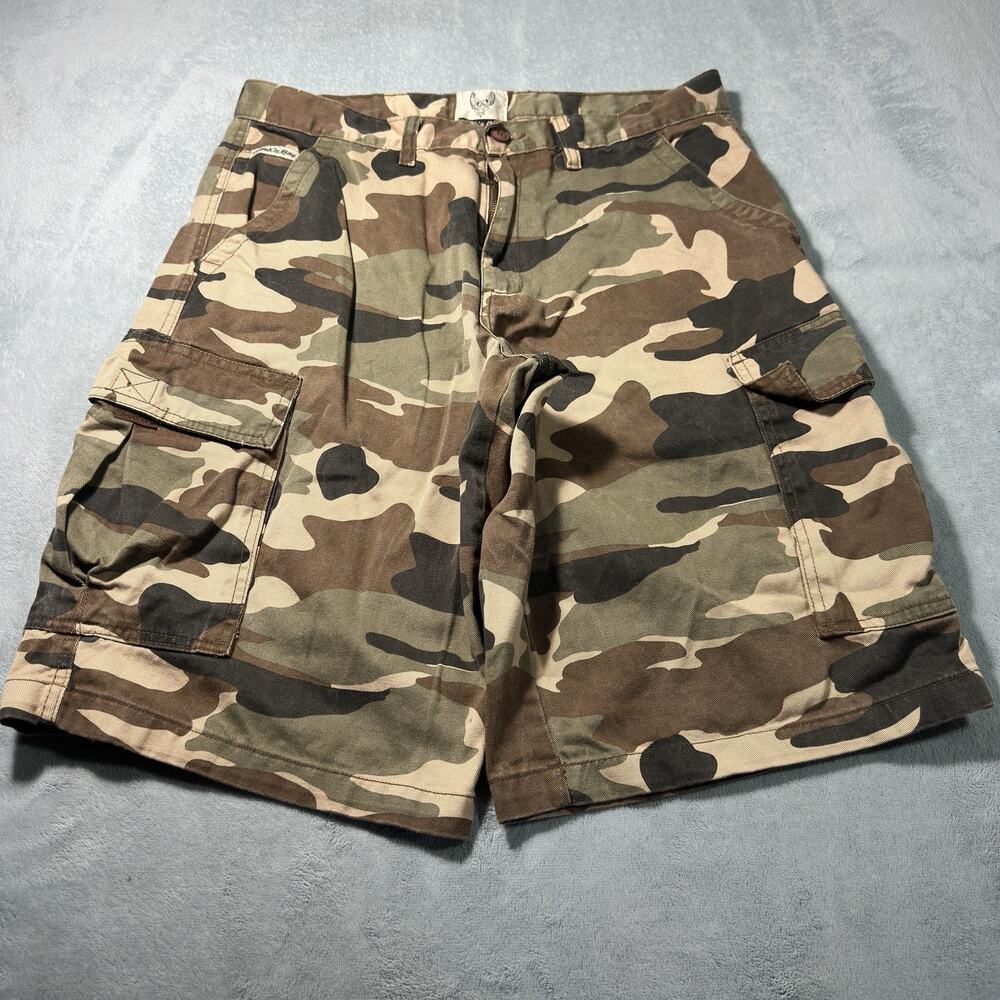 Y2k 2000s Woodland Camo Baggy Cargo Shorts 34x12 Military Surplus ACU UCP Hunter